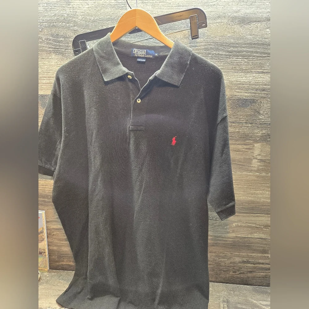 Ralph Lauren Polo Shirt Mens XL Black Pony Casual Short Sleeve 100% Cotton